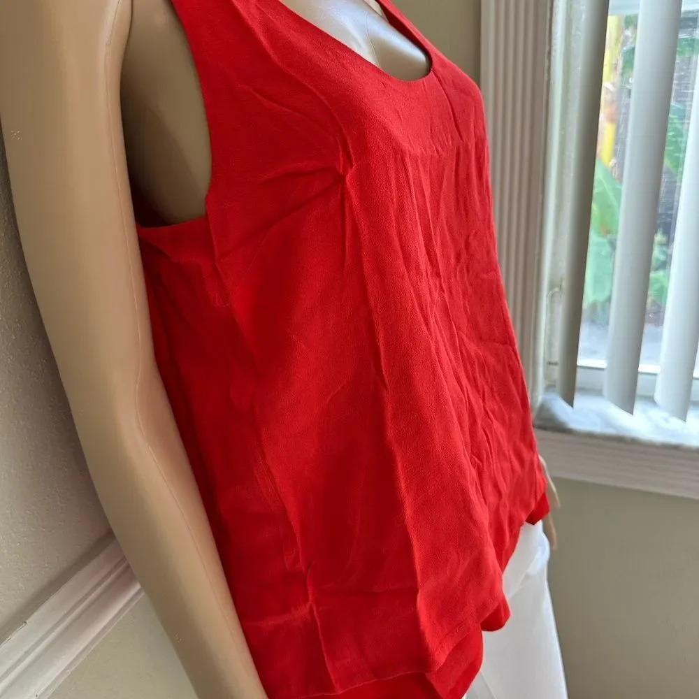 Lemieux Red Sleeveless Open Back Blouse Tank Top Summer Size Small - Picture 4 of 8
